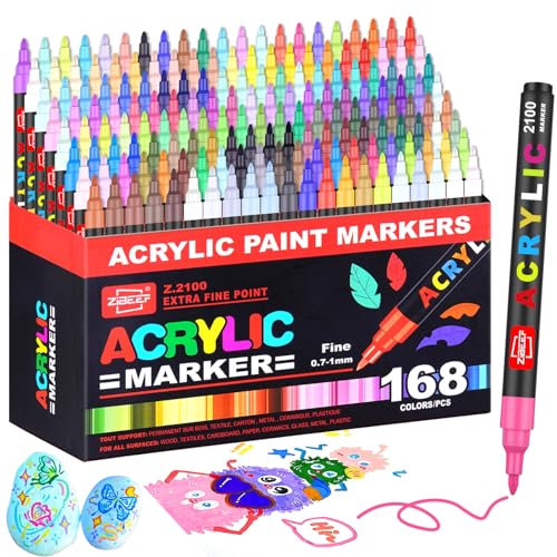 168 Colors Acrylic Paint Markers and ACRYLIAC PAINT PENS for Rock (168 Count)