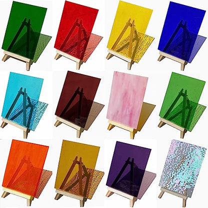 12 Sheets Rainbow Transparent Stained Glass Sheet (12 Count)