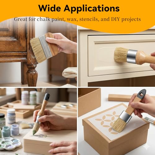 5 Pack Natural Bristle Chalk Wax Brush (5 Count)