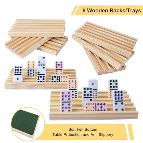 Double 12 Mexican Train Dominoes Set for Adults with 8PCS Wooden Holders