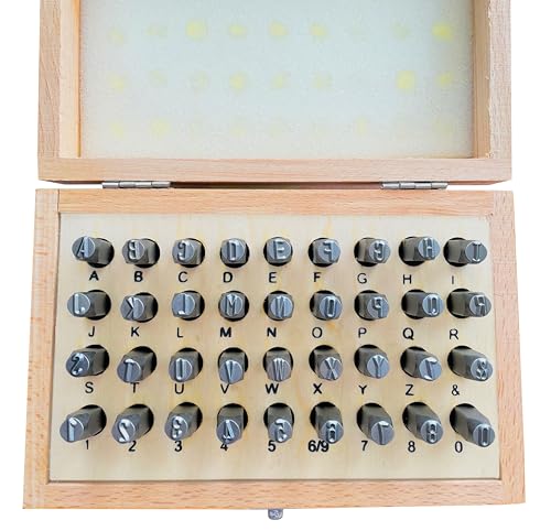 Letter and Number Stamp Set 36pcs 40Cr Alloy Steel Metal Stamp Number & Letter Punch Set in a Wooden case