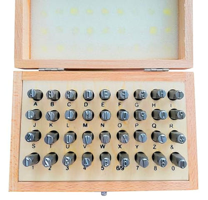 Letter and Number Stamp Set 36pcs 40Cr Alloy Steel Metal Stamp Number & Letter Punch Set in a Wooden case
