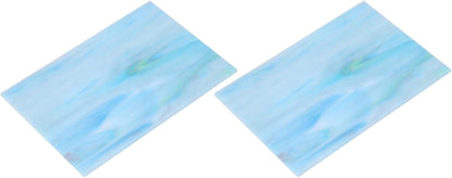 MECCANIXITY 2 Pcs Stained Glass Sheet Mosaic Tile 7.9 Inch x 5.9 Inch Teal Stained Glass Sheets for Crafts DIY Art Project