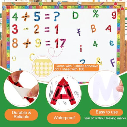 221 Pcs Colorful Crayon Bulletin Board Letters for Classroom (221 Count)