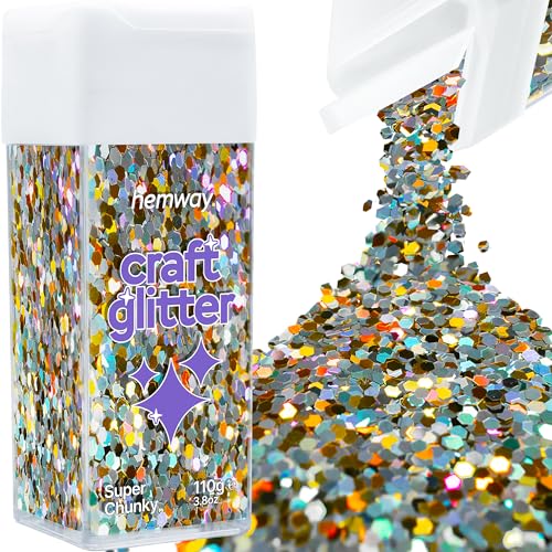 Craft Glitter Shaker Gold Silver Holographic 110g Super Chunky (3.9 Ounce)