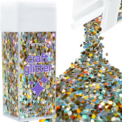 Craft Glitter Shaker Gold Silver Holographic 110g Super Chunky (3.9 Ounce)