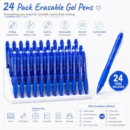 Blue Erasable Gel Pens (24 Count)