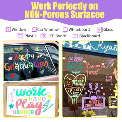 Window Chalk Markers for Cars Glass Washable