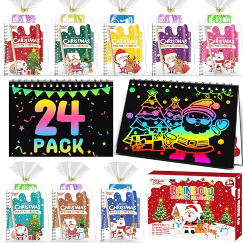 24 Pack Christmas Scratch Notebook Art Party Favors for Kids (24 Count)