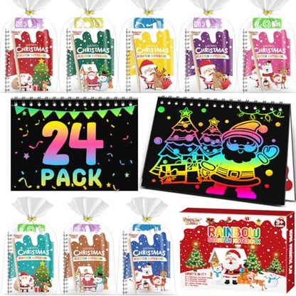 24 Pack Christmas Scratch Notebook Art Party Favors for Kids (24 Count)