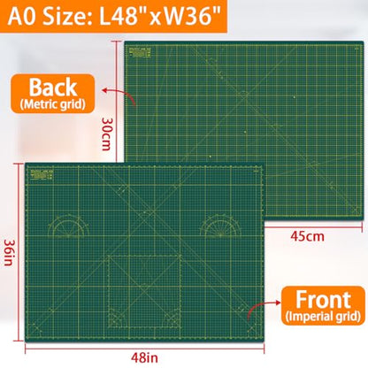Self Healing Cutting Mat A0 36"x 48" Double Sided Green Mat