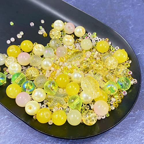 Assorted Glass Resin Beads Multi Size Colors Smooth Cracked Gravel Millet Spacer Beads for Bracelets Necklace Earring DIY Jewelry Making Craft