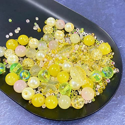Assorted Glass Resin Beads Multi Size Colors Smooth Cracked Gravel Millet Spacer Beads for Bracelets Necklace Earring DIY Jewelry Making Craft