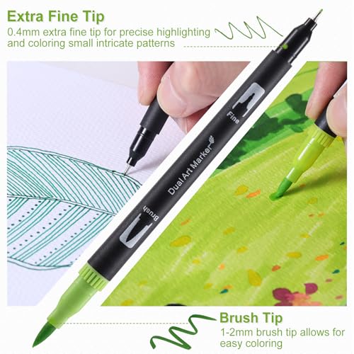 60 Colors Dual Tip Watercolor Paint Markers Pens (60 Count)