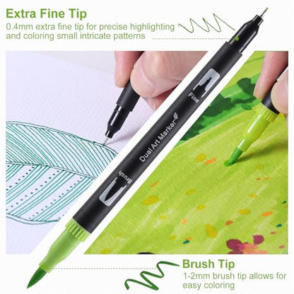 60 Colors Dual Tip Watercolor Paint Markers Pens (60 Count)