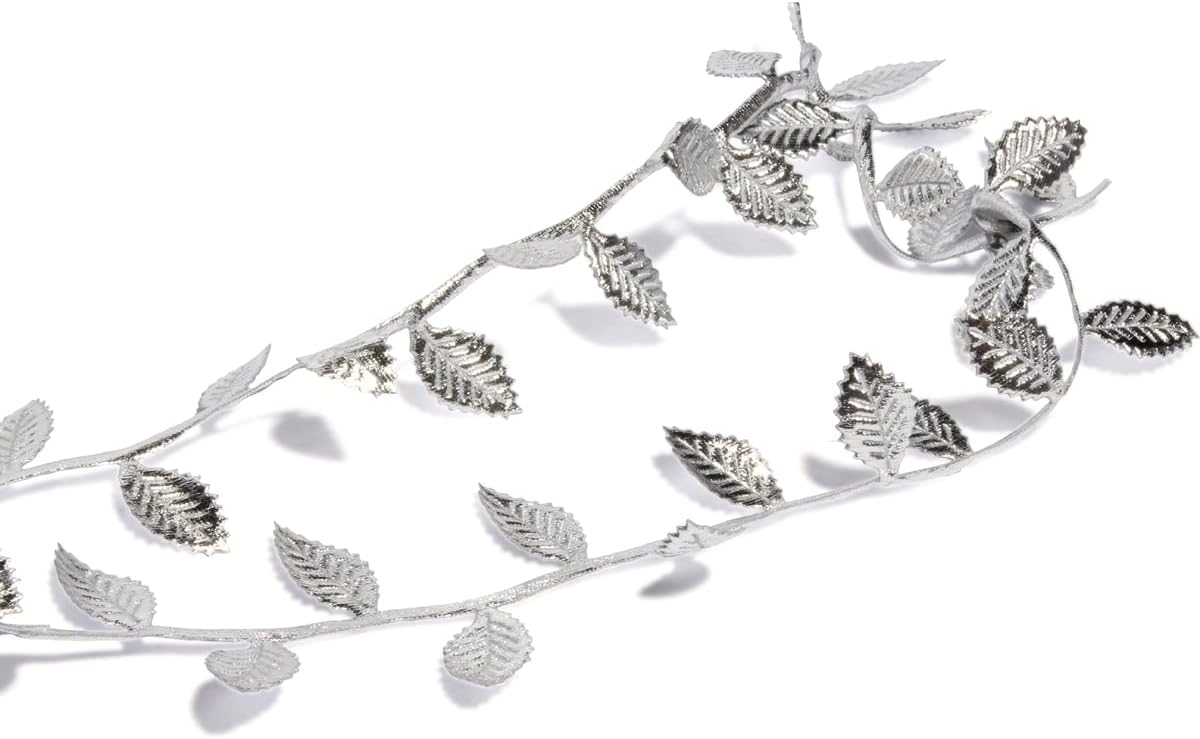 BASOKAN Silver Leaves Leaf Ribbon Trim Rope - 20 Yards - for Garland DIY Crafts and Party Wedding Home Decorations - Crafty Corner