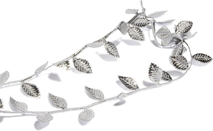 BASOKAN Silver Leaves Leaf Ribbon Trim Rope - 20 Yards - for Garland DIY Crafts and Party Wedding Home Decorations - Crafty Corner