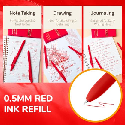 Red Pens 6 Pcs Red Ink Pens Fine Point Smooth Writing Pens (6 Count)