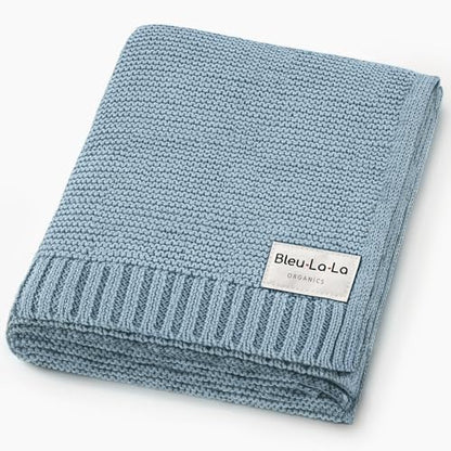 100% Organic Cotton Heritage Knit Textured Baby Quilt Blanket for Boys
