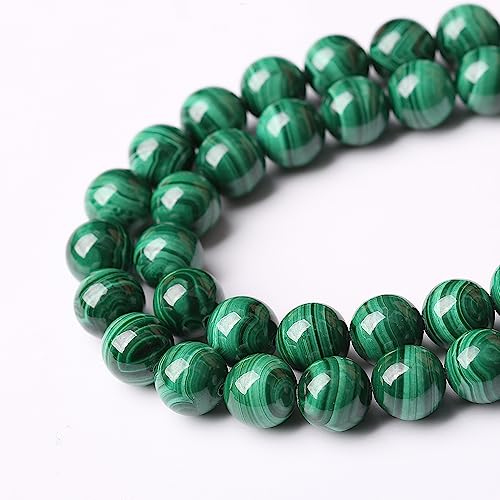 19pcs 10mm Natural Green Malachite Beads AAA Gemstone Round Loose Beads for Jewelry Making DIY Bracelets Necklaces Crystal Energy Healing Stone Beads 7.5"