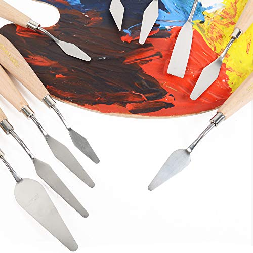 11 Piece Stainless Steel Spatula Palette Knife Professional Palette Knife Painting Wood Handle (11 Count)
