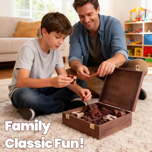Wooden Brain Teaser Puzzles for Adults Teens (9 Count)