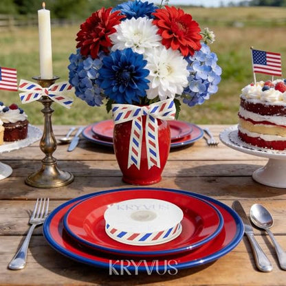 4th of July Red White and Blue Cotton Ribbon 5 (36 Foot)