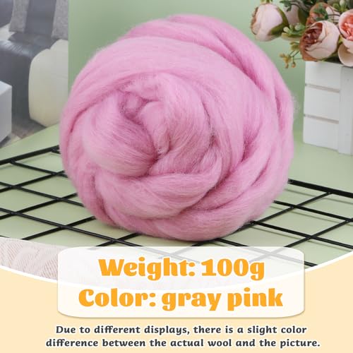 3.53oz Needle Felting Wool Roving for Needle Felting Dark Pink Felting Wool