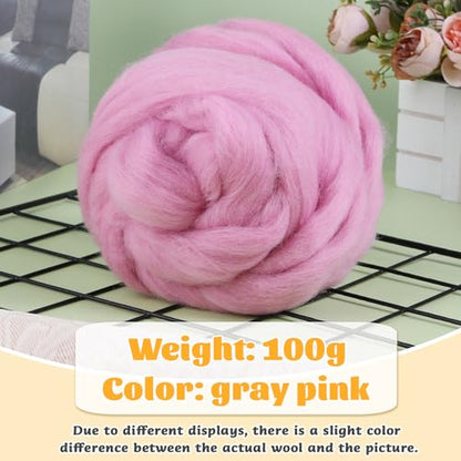 3.53oz Needle Felting Wool Roving for Needle Felting Dark Pink Felting Wool