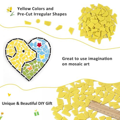 Yellow Glass Mosaic Tiles for Crafts Bulk (7.05 Ounce)
