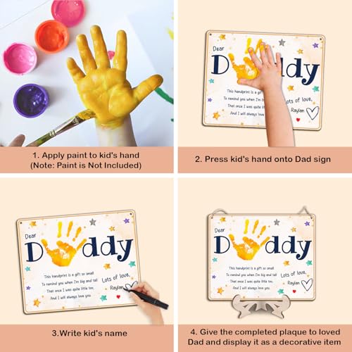 Dear Daddy Poem DIY Baby Handprint Art Craft Plaque Gift for Dad