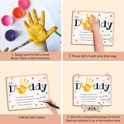 Dear Daddy Poem DIY Baby Handprint Art Craft Plaque Gift for Dad