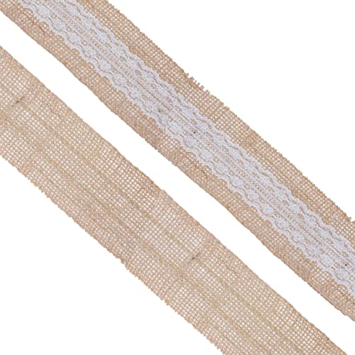 2 Inch Wide Burlap and Lace Ribbon for Crafts