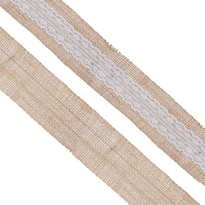 2 Inch Wide Burlap and Lace Ribbon for Crafts