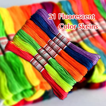 Embroidery Floss Rainbow Color 109 Skeins Per Pack Cross Stitch Threads Friendship Bracelets Floss Crafts Floss with 3 Weaved Plate（105 pcs Embroidery Floss +4 Metallic Embroidery Thread (2743.75 Foot)