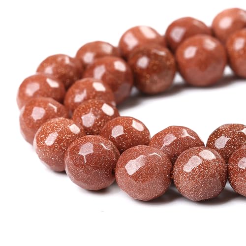 60pcs 6mm Natural Gold Sandstone Beads Faceted Stone Energy Healing Beads for Jewelry MakingDIY Bracelet Necklace Accessories 15"