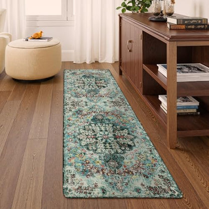 Reine Bohemian Floral 2x6 Washable Hallway Runner Rug