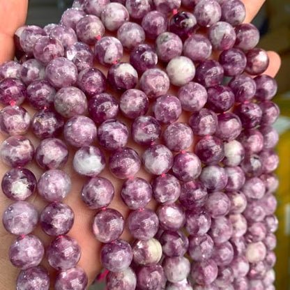 60PCS 6MM Natural Stone Purple Emerald Beads Round Loose Beads for Jewelry Making DIY Bracelet Necklace Accessories 15"