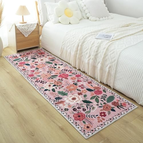 Runner Rug for Hallways Kitchen Rug Non Slip 2'x 6' Washable Rugs with Rubber Backing Soft Floral Carpet Runner for Hallways