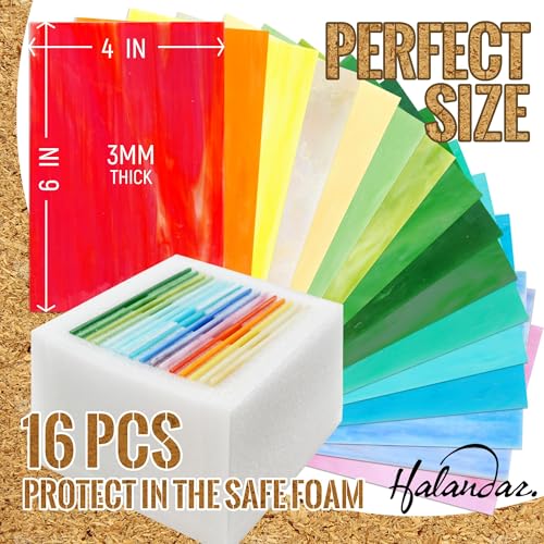 16 Sheets 4x6 in Iridescent Stained Glass Sheets (2.66 Sq Ft)