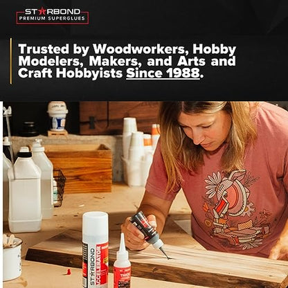 2 oz Thick CA Glue with 6 oz Aerosol Activator Bundle Premium Cyanoacrylate Super Glue for Mitre Joint Bonding (2 Ounce)