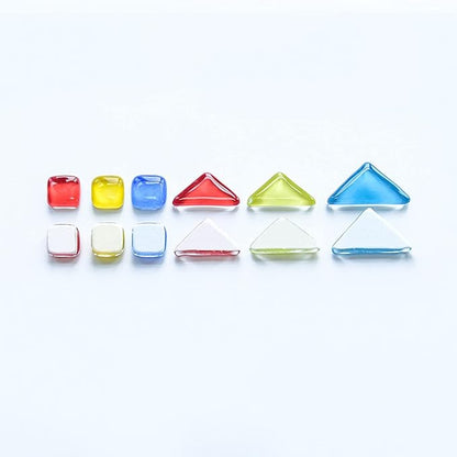 Mosaic Tiles for Crafts Assorted Color Glass Glitter Mosaic Supplies Pieces Bulk Square Square Triangle Rectangle Irregular Size, 200g (Deep Red Green White Mix)