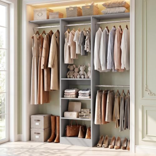 4FT Small Closet Organizer System with 4 Hanging Rods & 3 Shelves