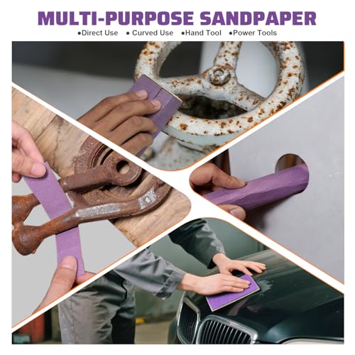 Wet Dry Sanding Sheets 25 PCS 9 x 11 Inch Purple Alumina (25 Count)