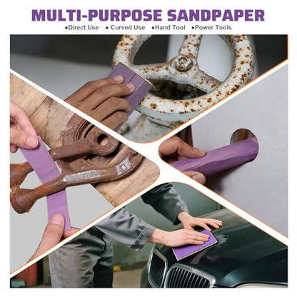 Wet Dry Sanding Sheets 25 PCS 9 x 11 Inch Purple Alumina (25 Count)