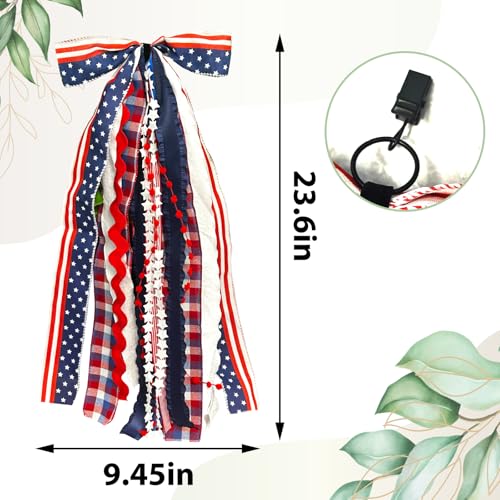 Large Patriotic Star Ribbon Bow for Wreath