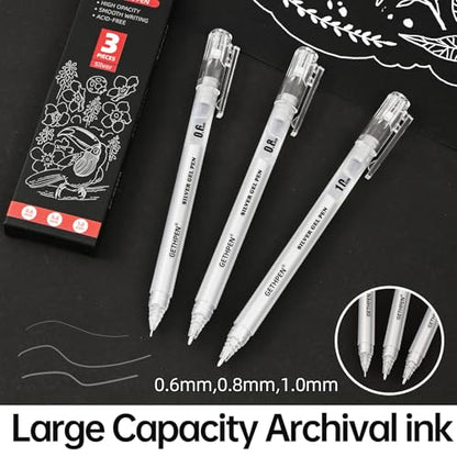 Silver Gel Pen Set (3 Count)