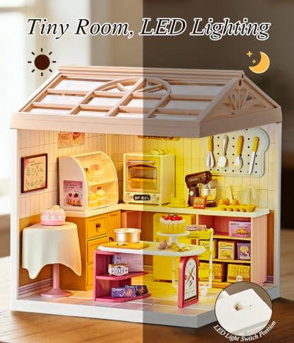 Cozy Bakery Shop Miniature House Kit with LED Light