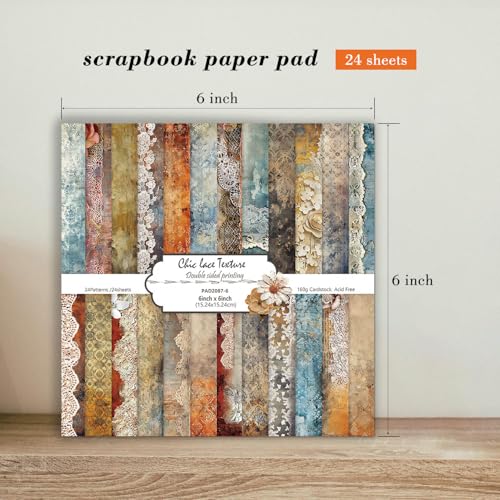 6'' Vintage Lace Scrapbook Paper Pad (24 Count)