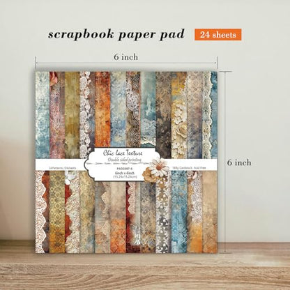 6'' Vintage Lace Scrapbook Paper Pad (24 Count)